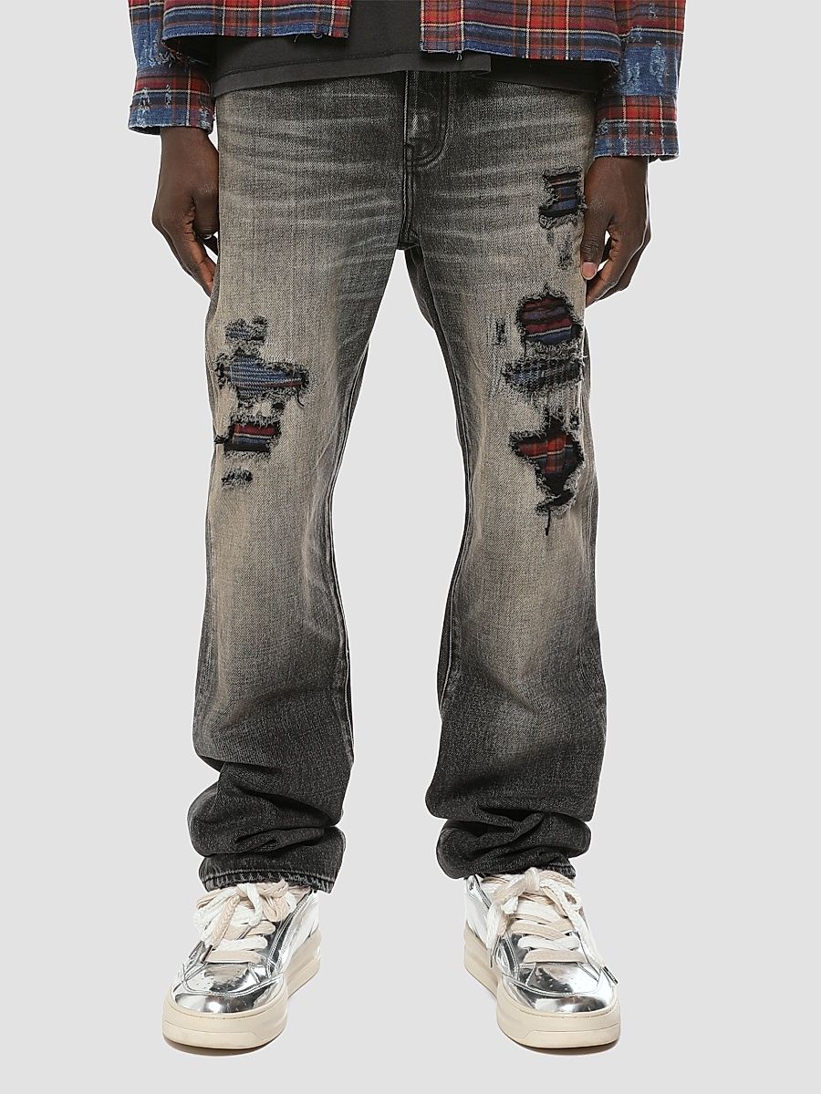 Men's Rip & Repair Straight Jeans - Black - Size 40