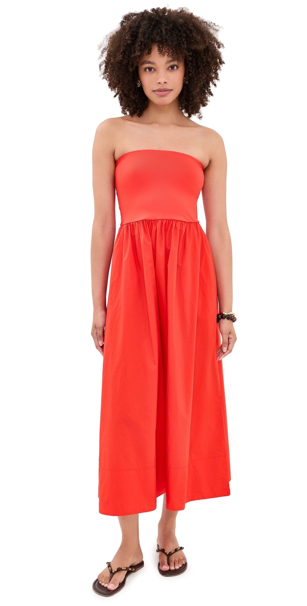 Z Supply Sunsought Strapless Midi Dress Lychee S