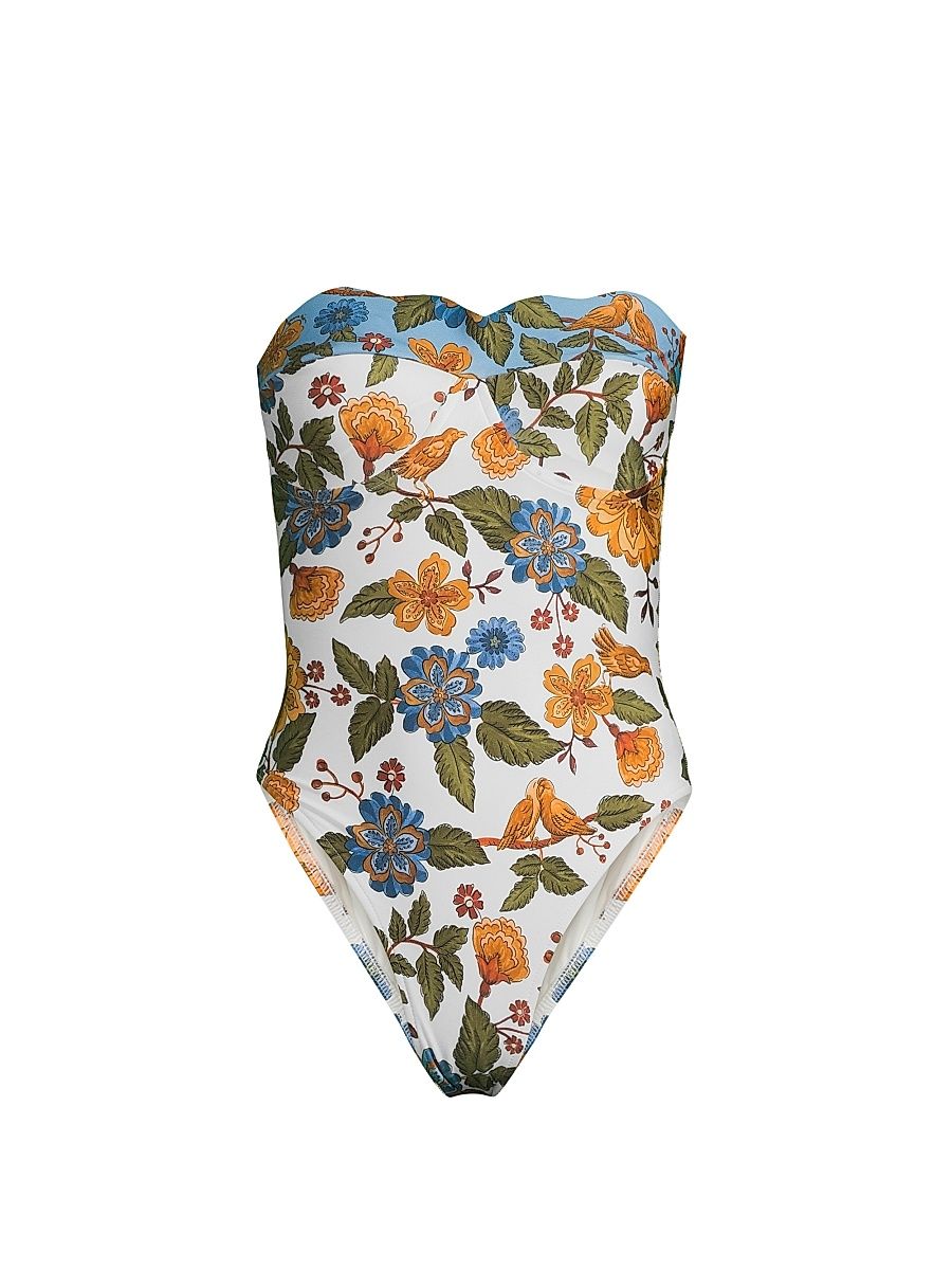 Women's Garden Scarf One-Piece Swimsuit - Size Medium