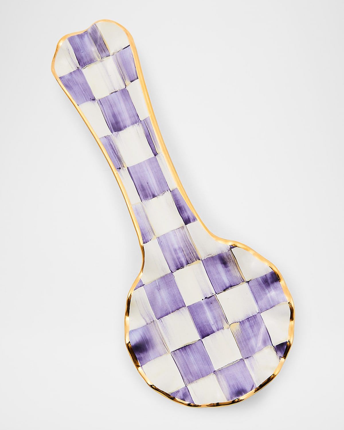 Plum Check Ceramic Spoon Rest