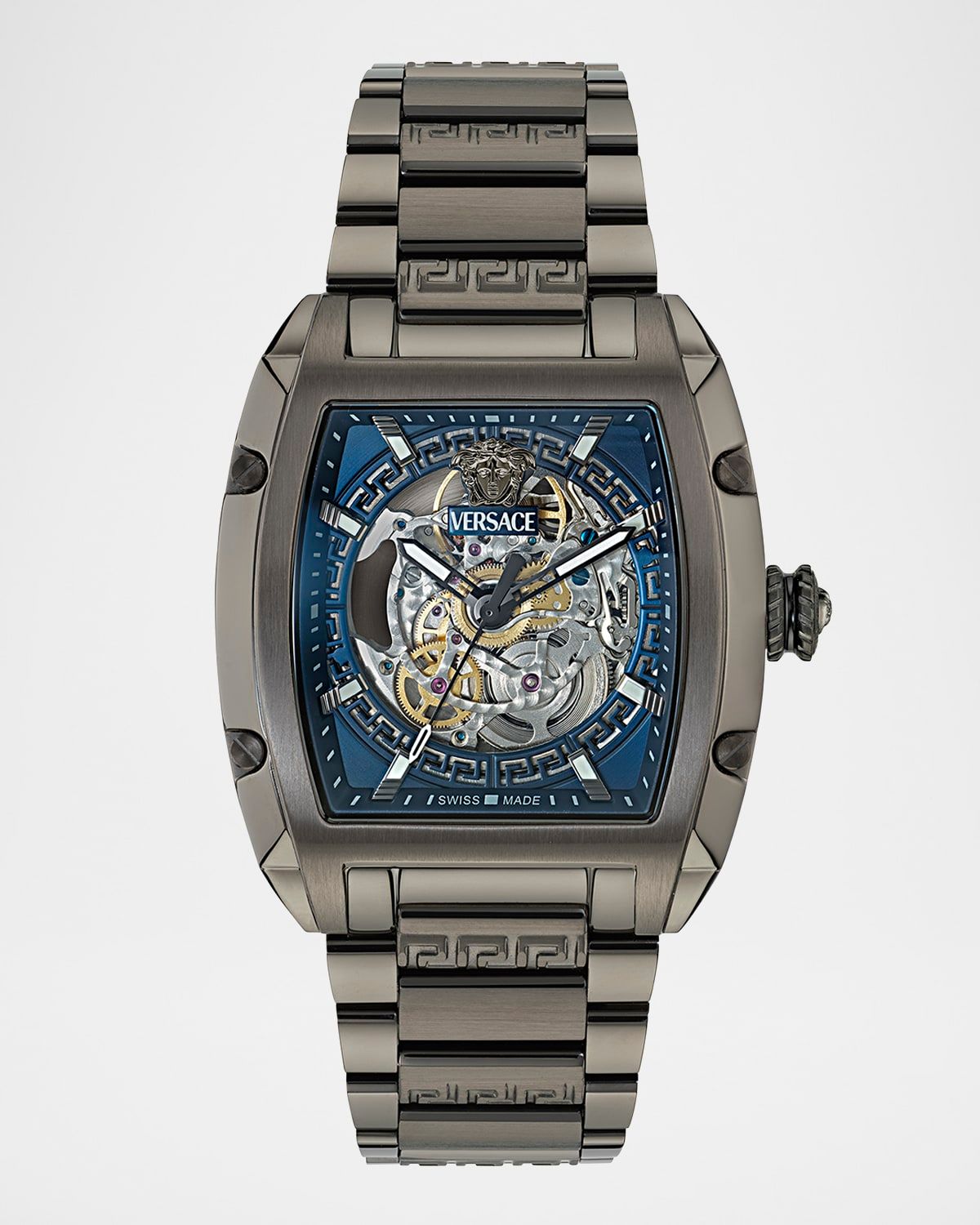 Men & apos;s Dominus IP Gunmetal Skeleton-Dial Bracelet Watch, 42x49.5mm