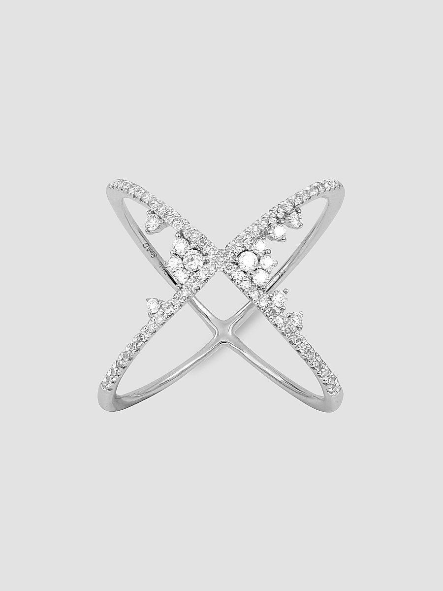 Djula Women's Fairytale 18K Gold & 0.36 TCW Diamond Crisscross Ring - White Gold - Size 6.75