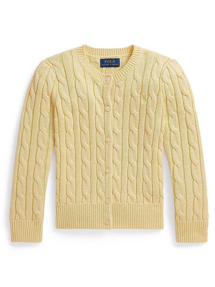 Little Girl's & Girl's Metallic Cable-Knit Cardigan - Yellow - Size 6