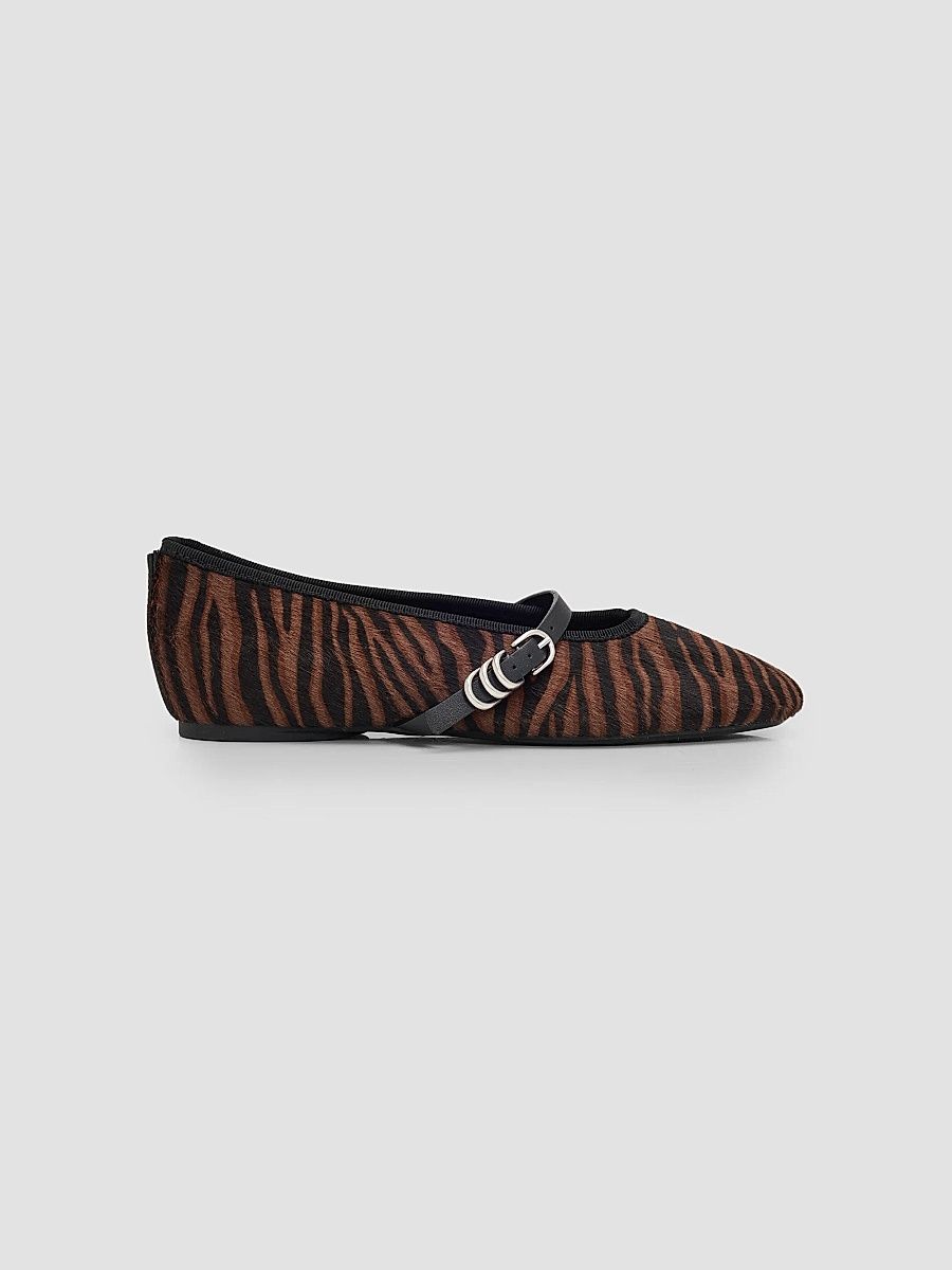 Women's Spire Zebra-Print Calf Hair Mary Janes - Coffee Zebra - Size 10