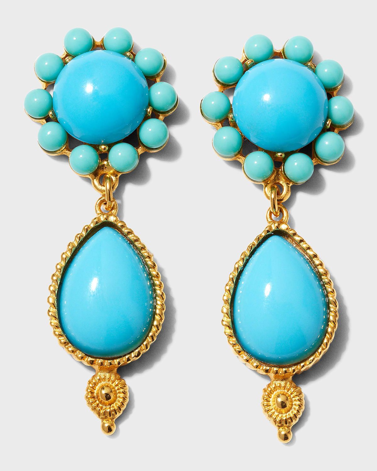 Gold Stone Dangle Earrings