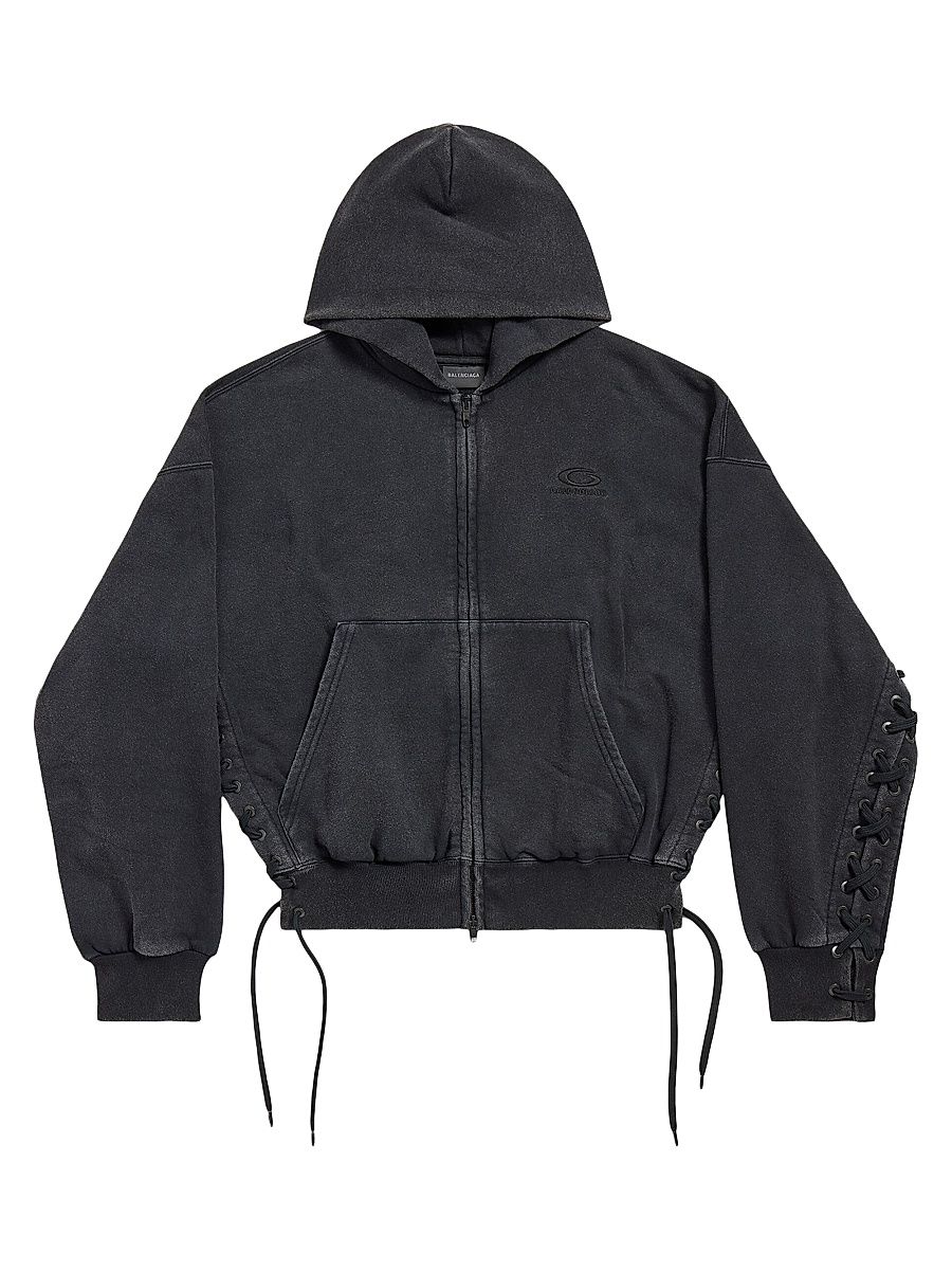 Women's Loop Sports Icon Lace-Up Hoodie - Faded Black - Size Medium