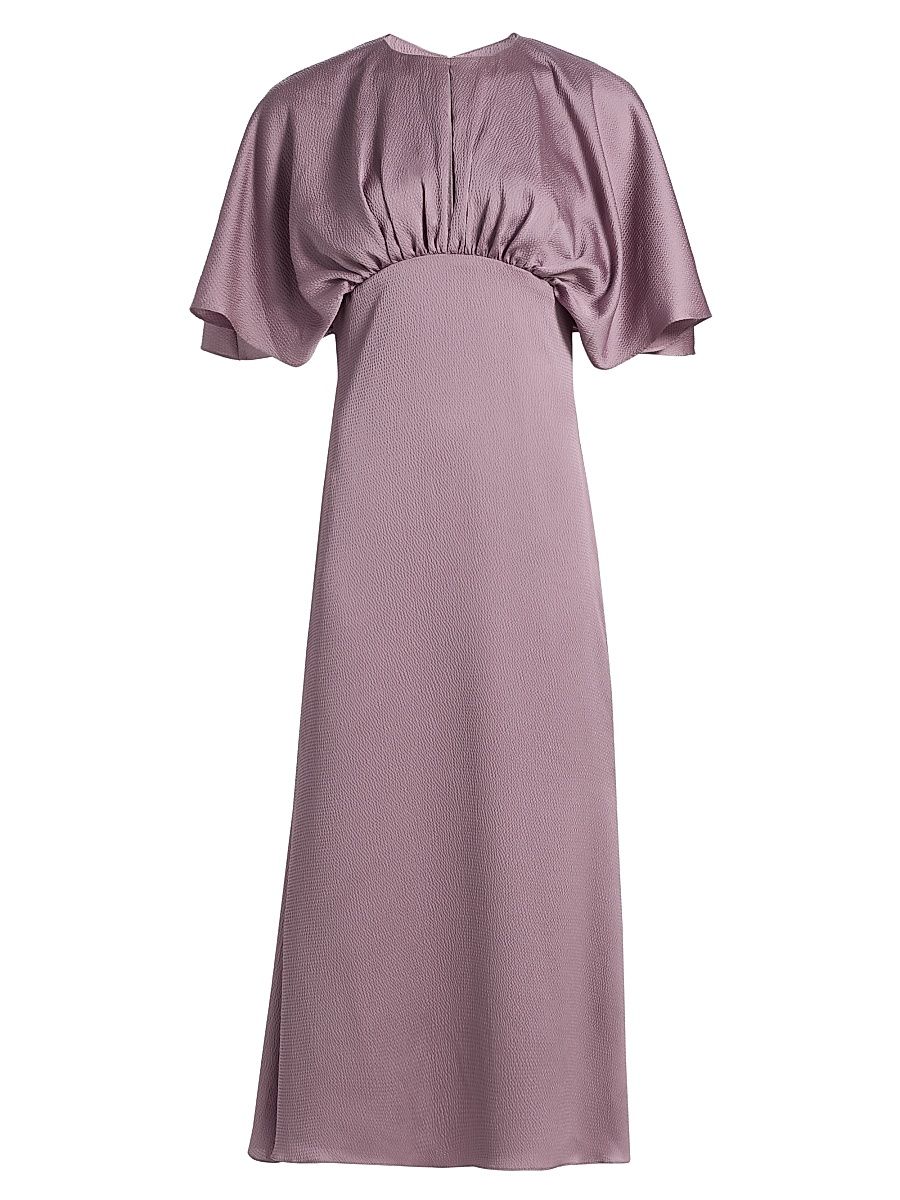 Women's Satin Flutter-Sleeve Midi-Dress - Iris - Size 14