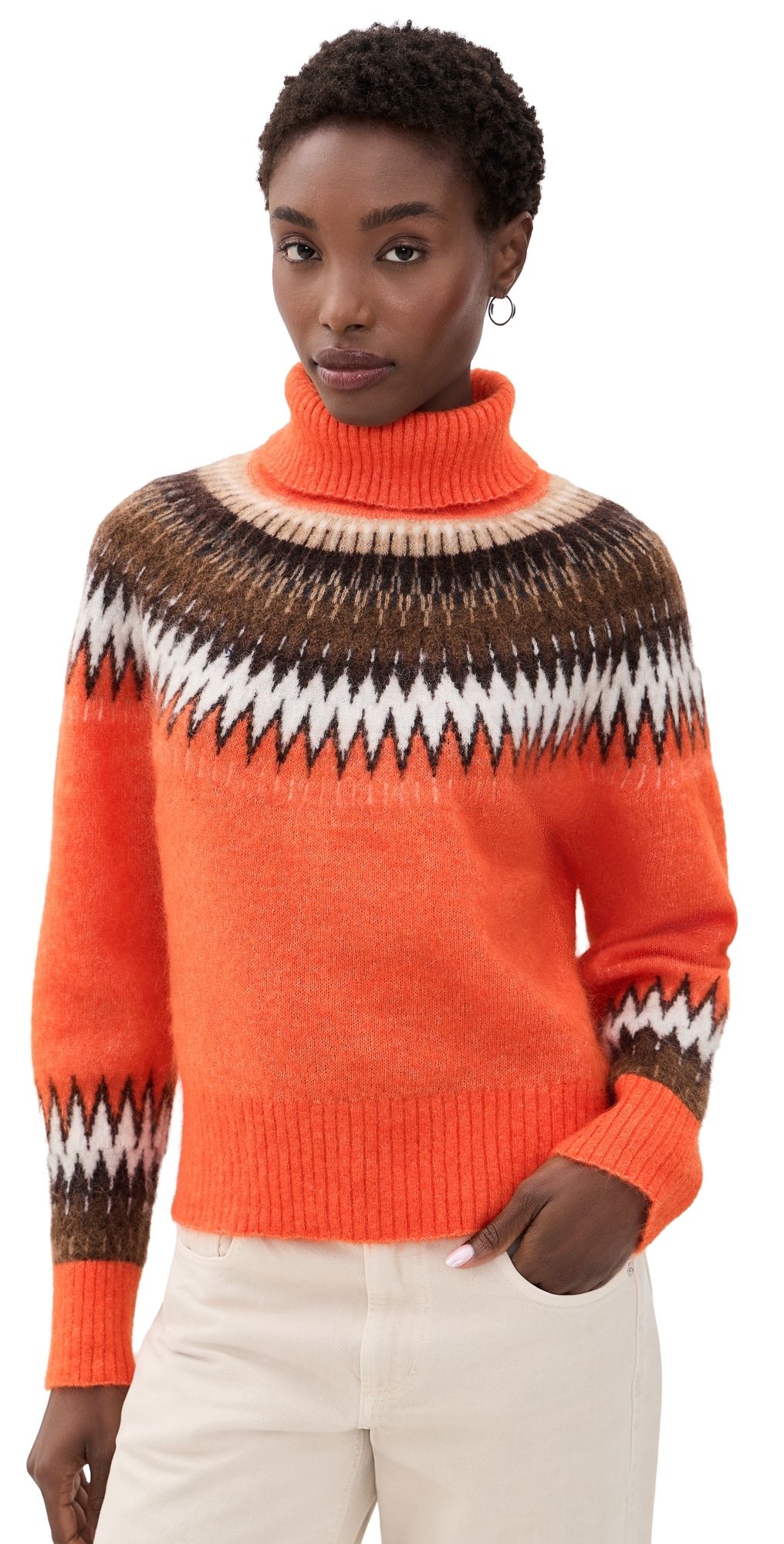 ALIGNE Dakota Fair Isle Sweater Orange M