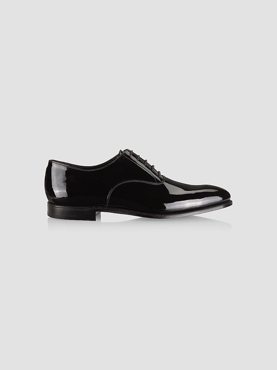 Men's Main Overton Patent Leather Oxford Shoes - Black Patent - Size 7