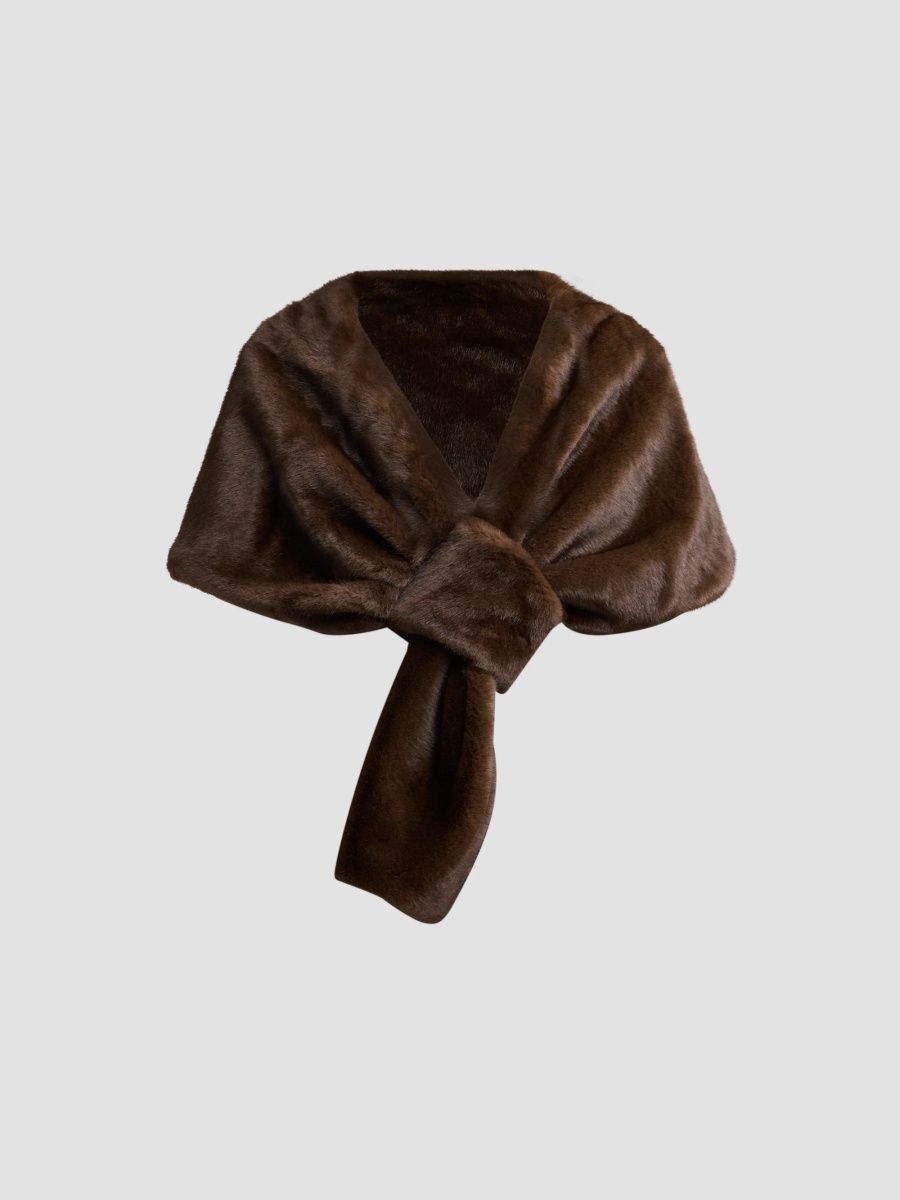 Theia Women's Ayana Faux-Mink Cape - Mahogany