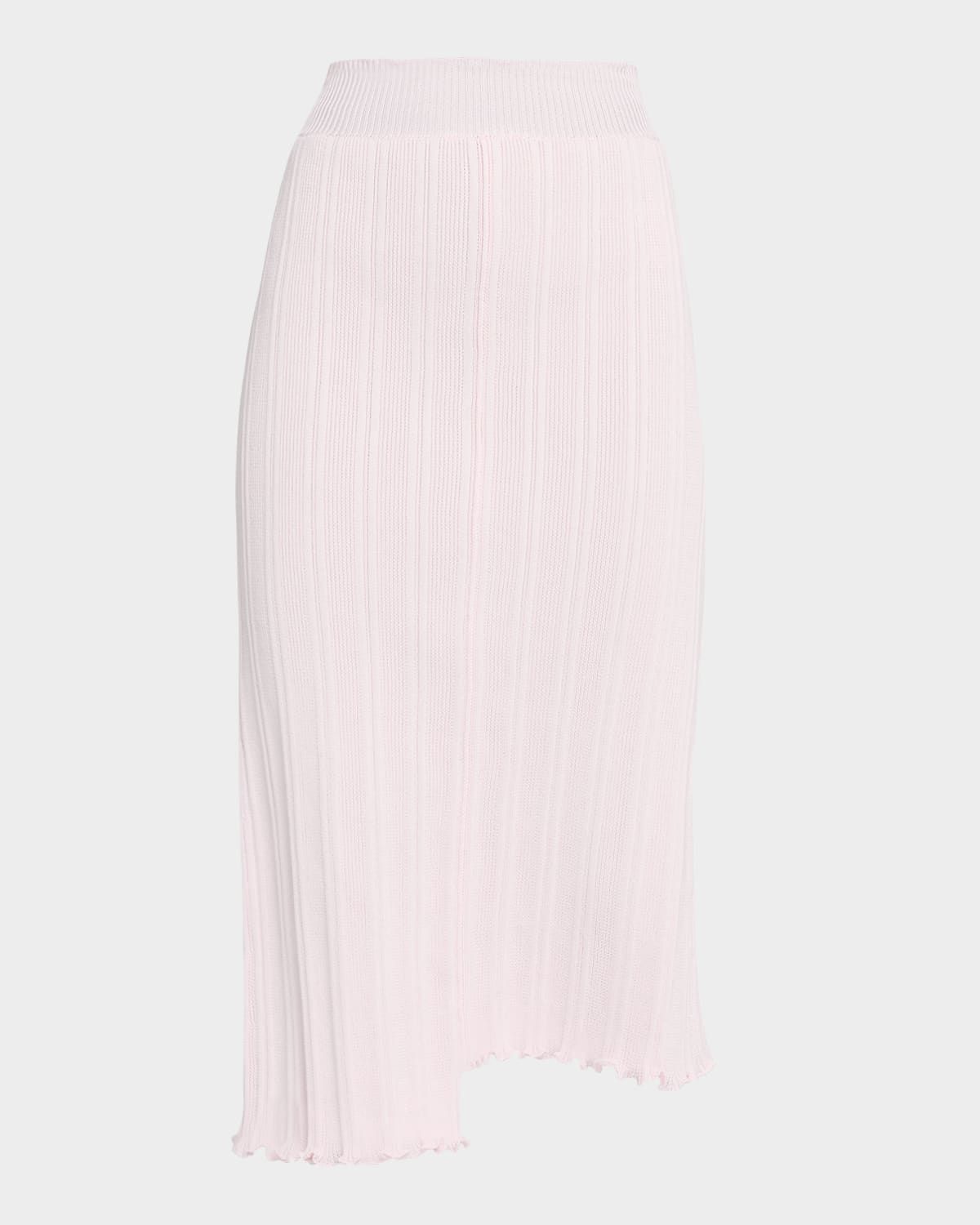 Asymmetric Fine Ribbed Cotton Skirt