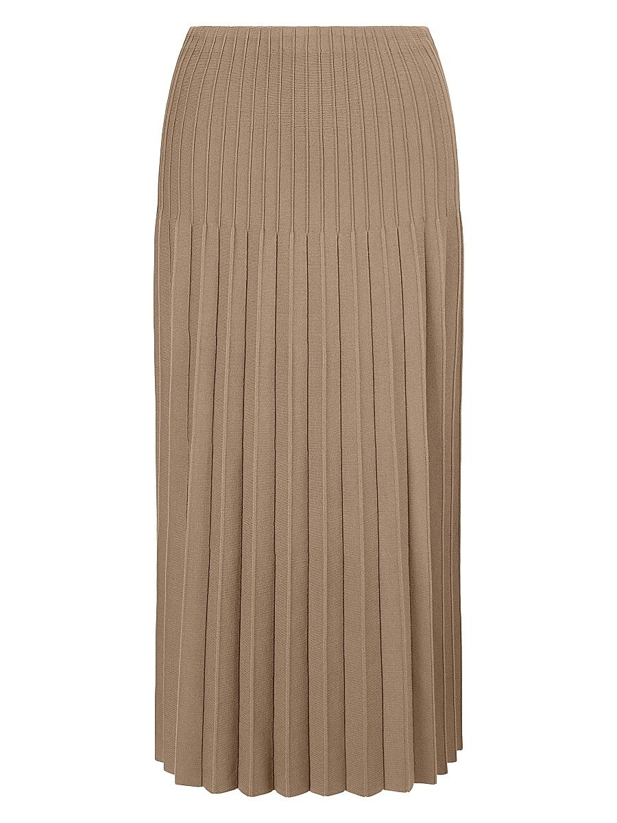 Women's Lena Pleated Midi-Skirt - Taupe - Size Large