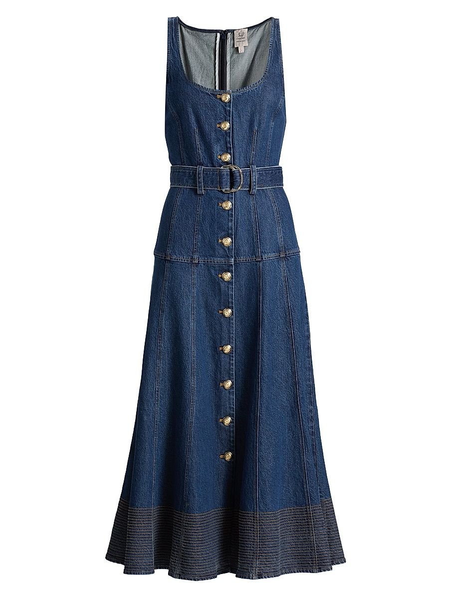 Women's Kehlani Denim Belted Midi-Dress - Tide - Size 16