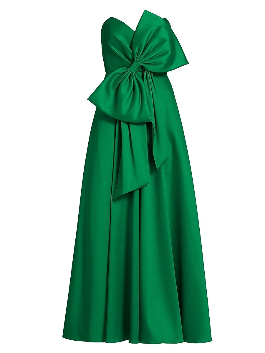 Women's Bow-Detailed Mikado Cocktail Dress - Emerald - Size 16