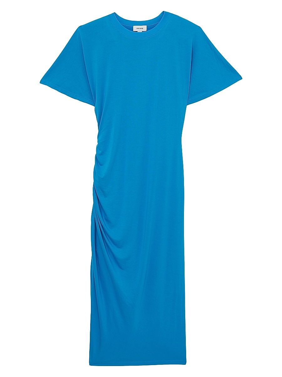 Women's Ruched Jersey Midi-Dress - Bright Blue - Size 8