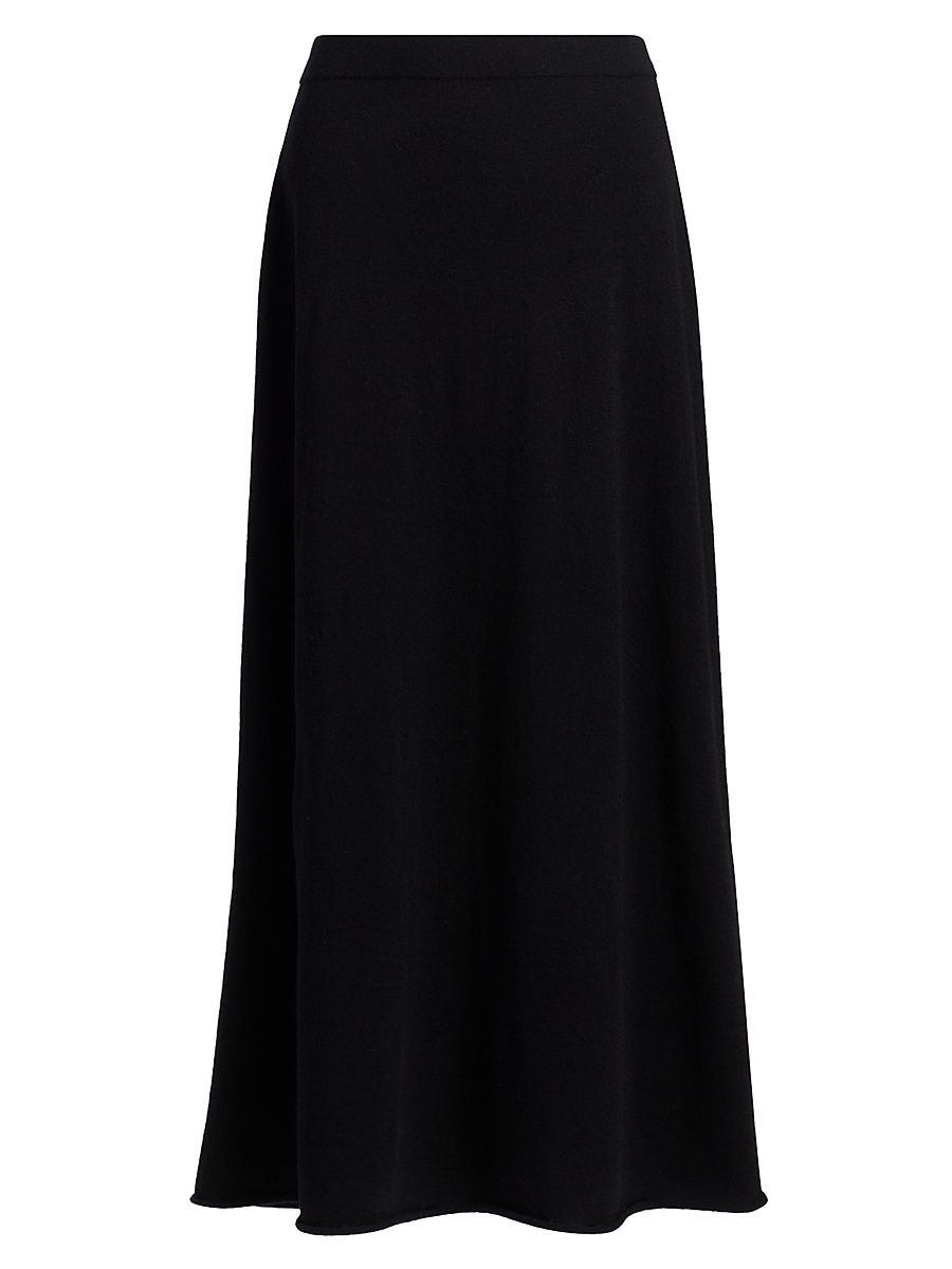 Women's Jersey-Knit Cashmere Maxi Skirt - Black - Size Large
