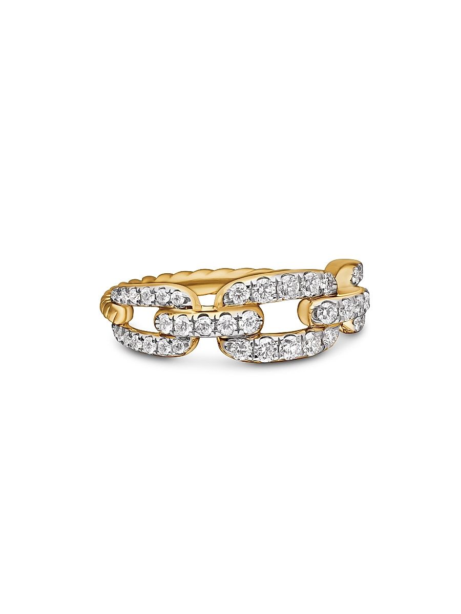 Women's Stax Chain Link Ring in 18K Yellow Gold - Yellow Gold - Size 7