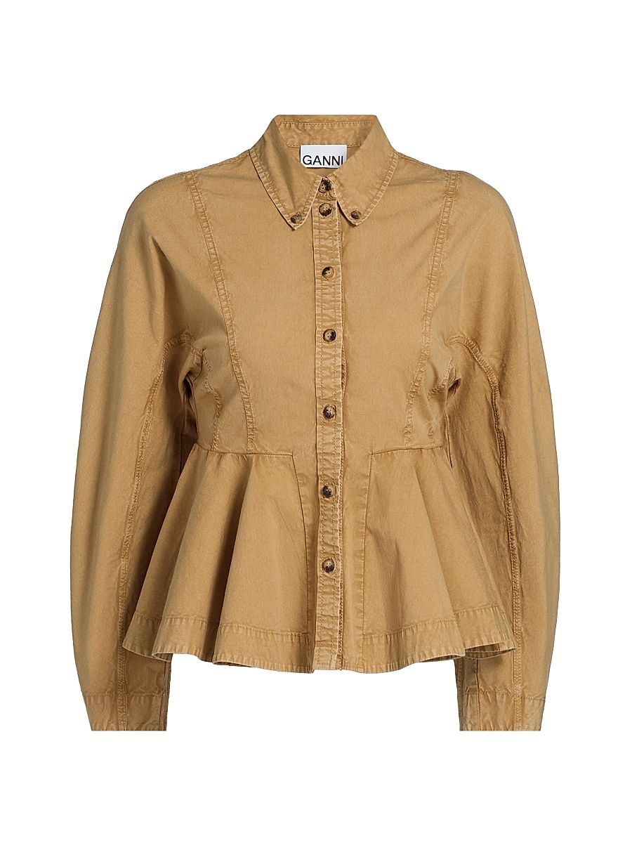 Women's Stretch Cotton Peplum Shirt - Lark - Size 10