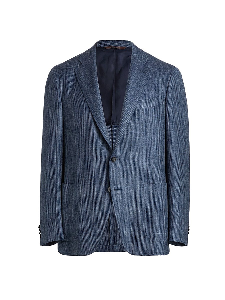 Men's Denim Herringbone Patch Jacket - Blue - Size 38