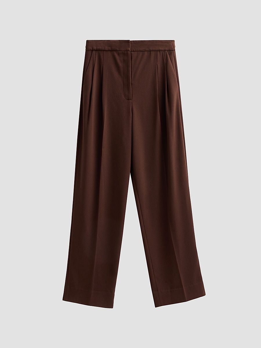 Women's Hayes Pleated Straight-Leg Pants - Chocolate - Size XL