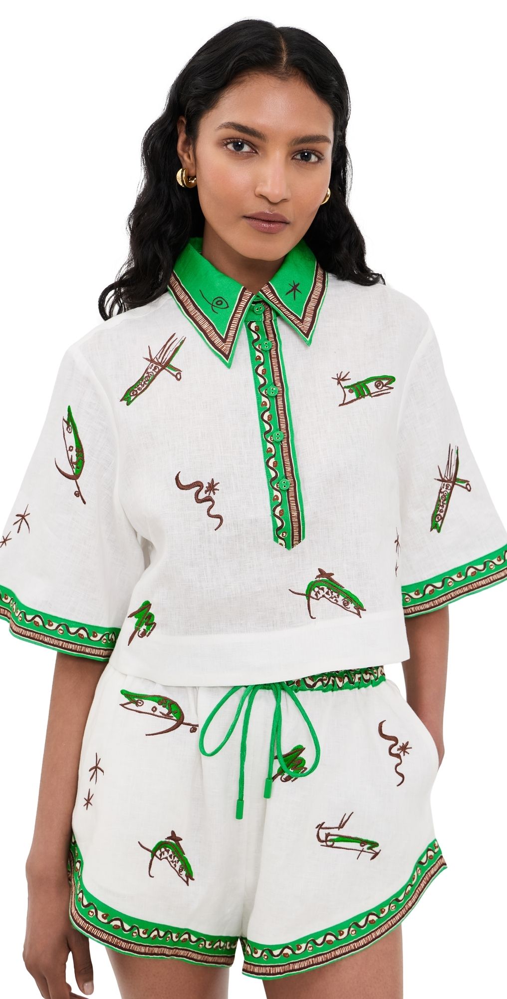 ALÉMAIS Wanda Linen Cropped Shirt Ivory 16
