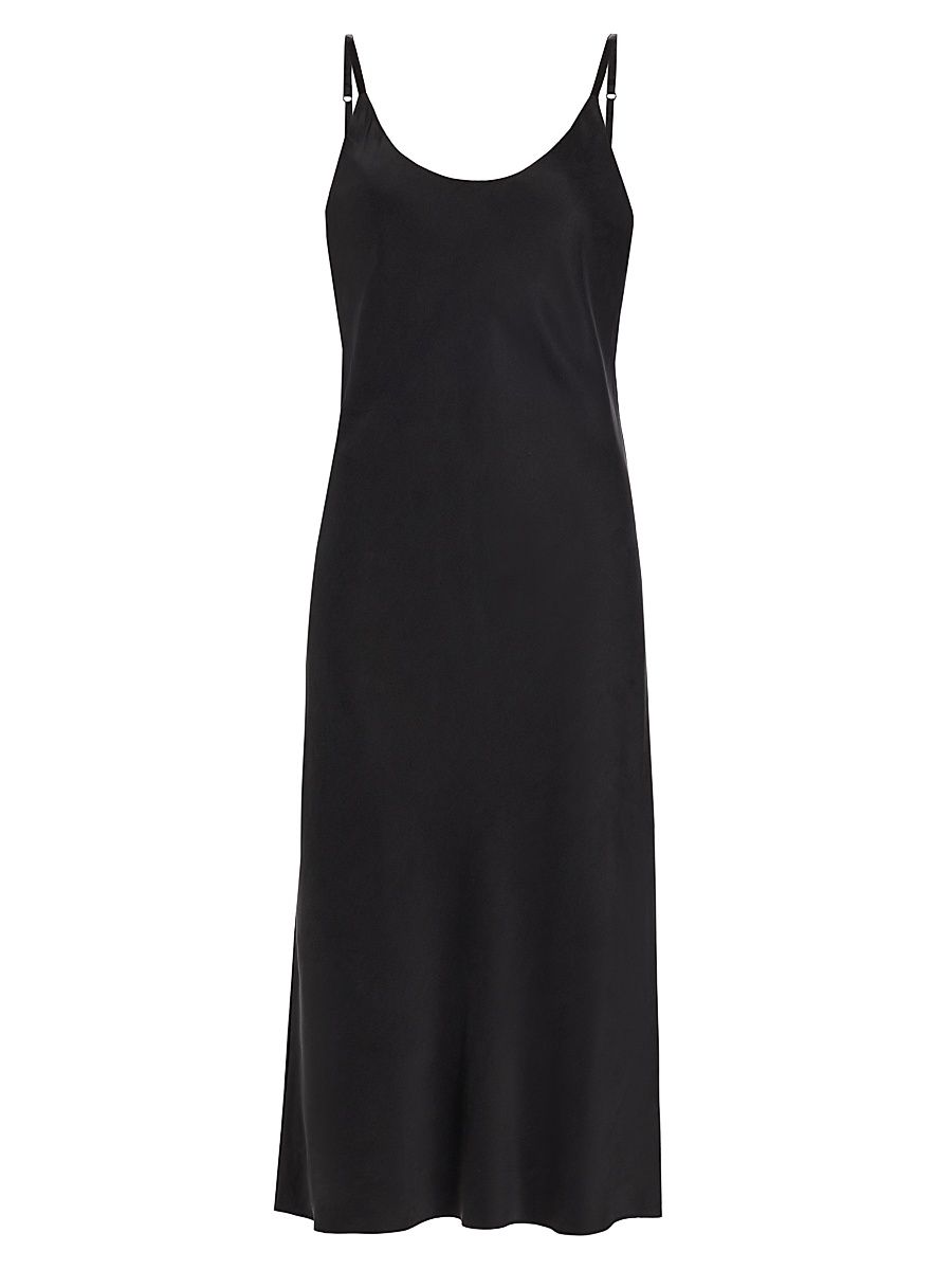 Women's Washable Silk Slip Dress - Immersed Black - Size XL
