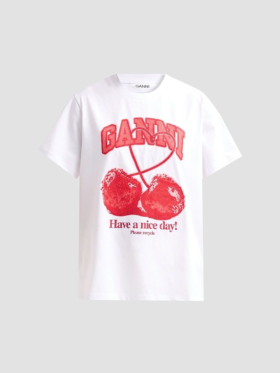 Women's Cherry Cotton Crewneck T-Shirt - Bright White - Size XL
