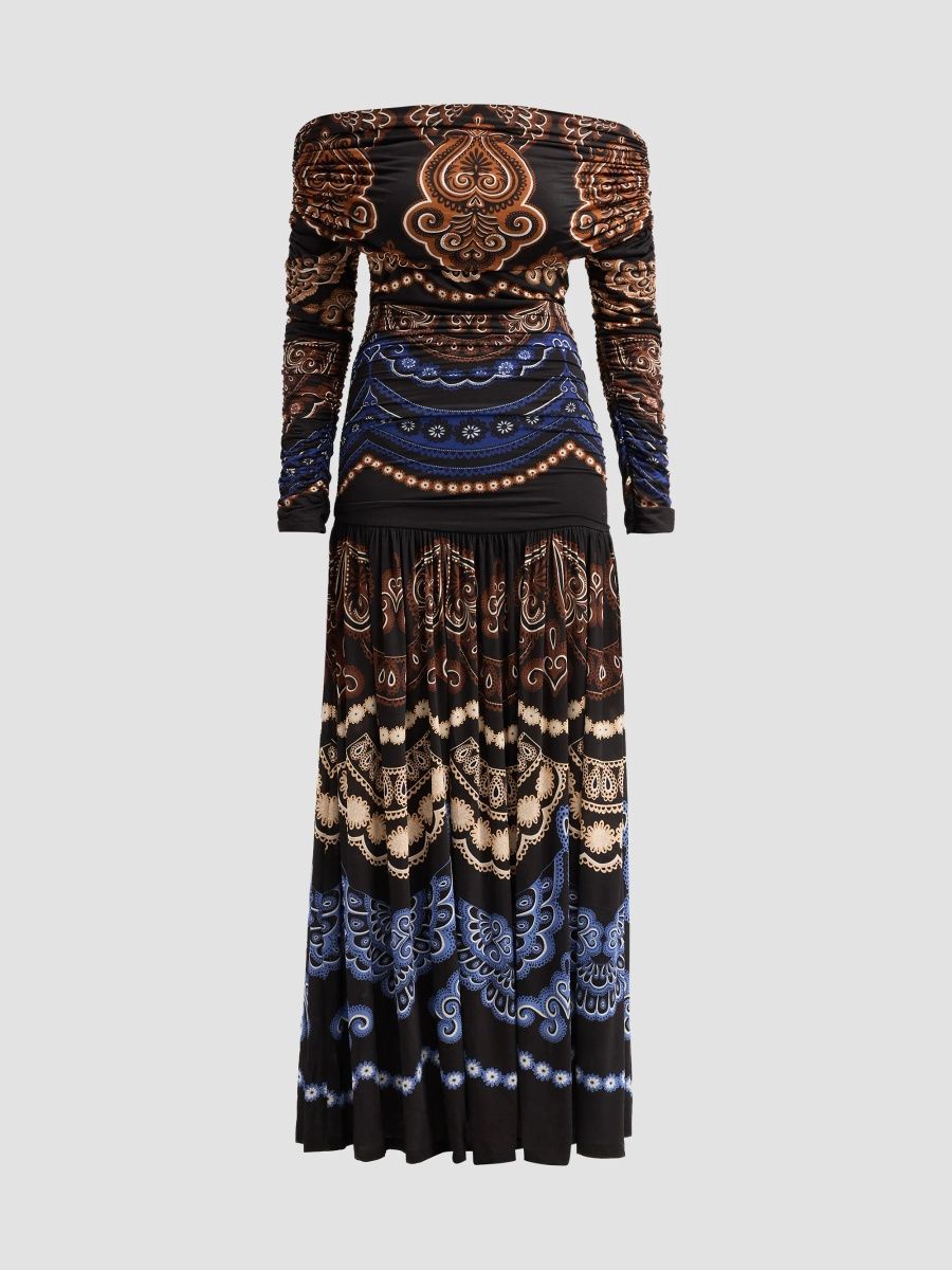 Farm Rio Women's Nicole Printed Ruched Jersey Maxi Dress - Black - Size XL