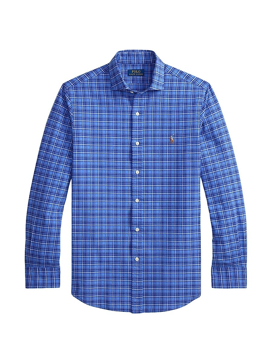 Men's Plaid Cotton Oxford Shirt - Blue Multi - Size XXL