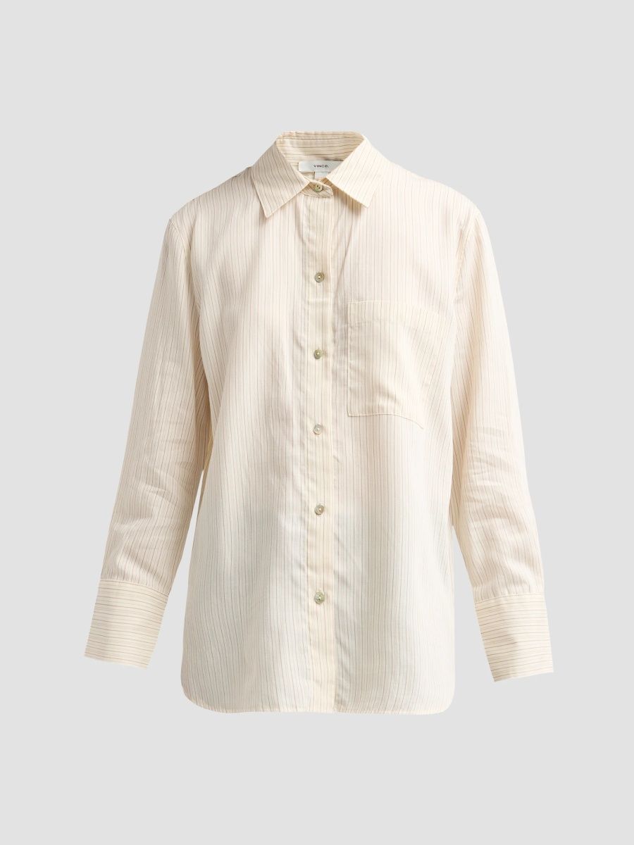 Vince Women's Stripe Button-Front Shirt - Cream Brown - Size XS