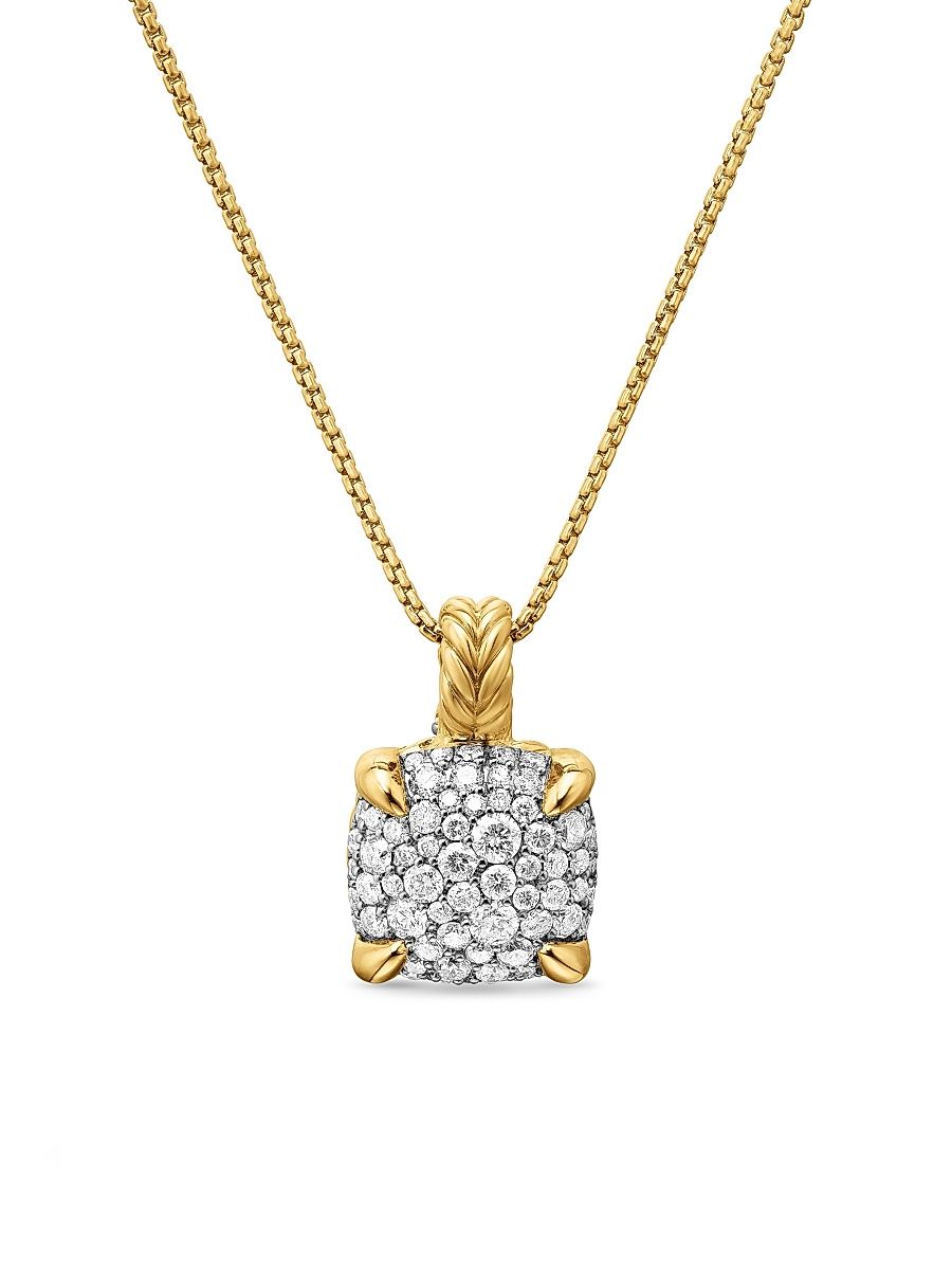 Women's Chatelaine Pendant Necklace in 18K Yellow Gold - Diamond - Size 18