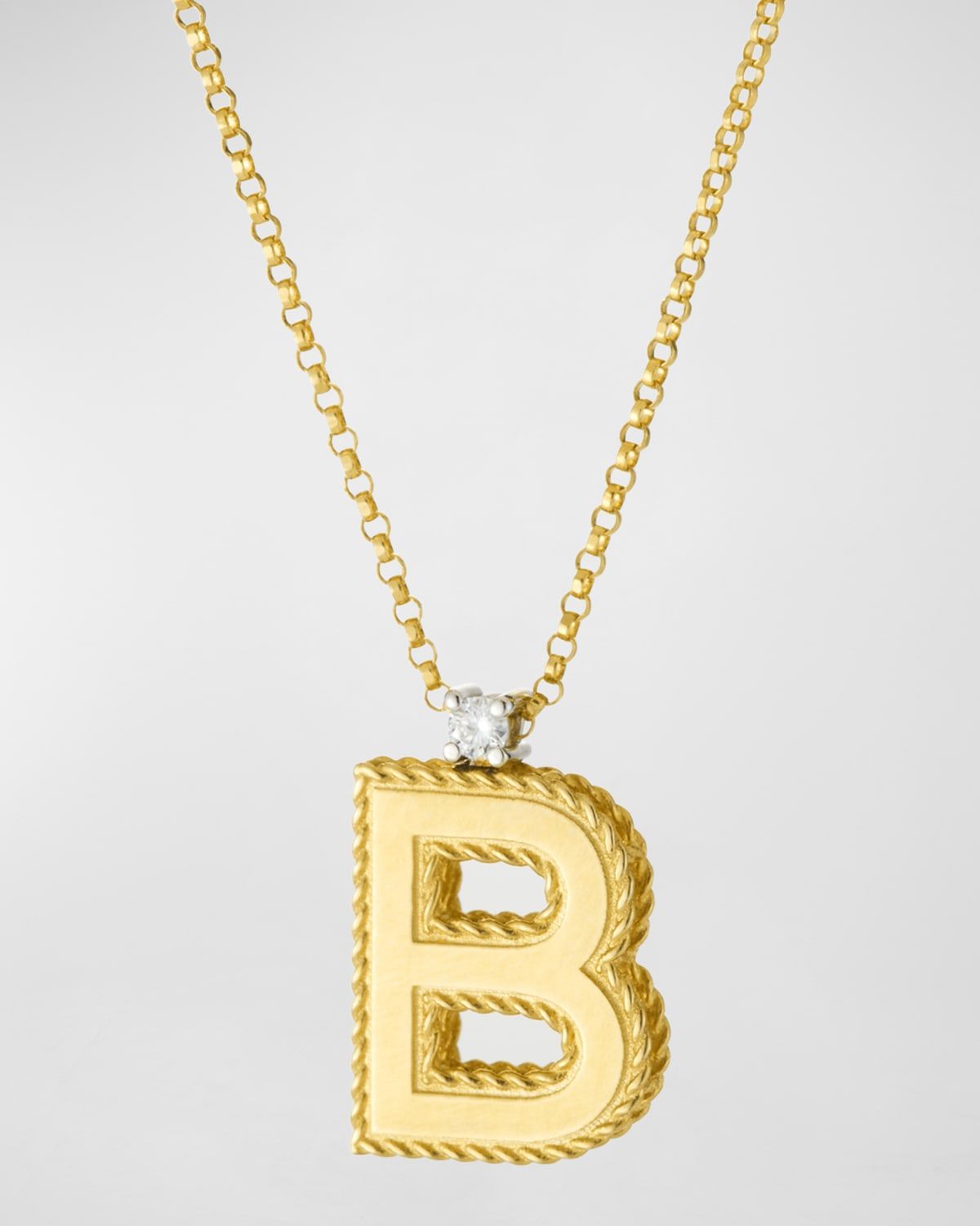 Princess 18K Yellow Gold Diamond Initial Necklace, B
