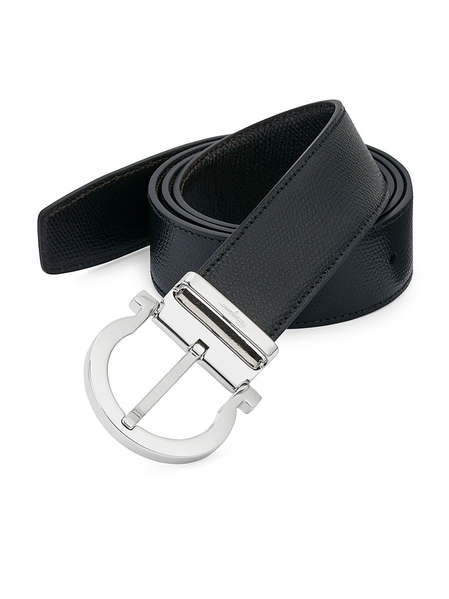 Men's Gancio Buckle Adjustable Cut-to-Size Reversible Belt - Nero - Size 46