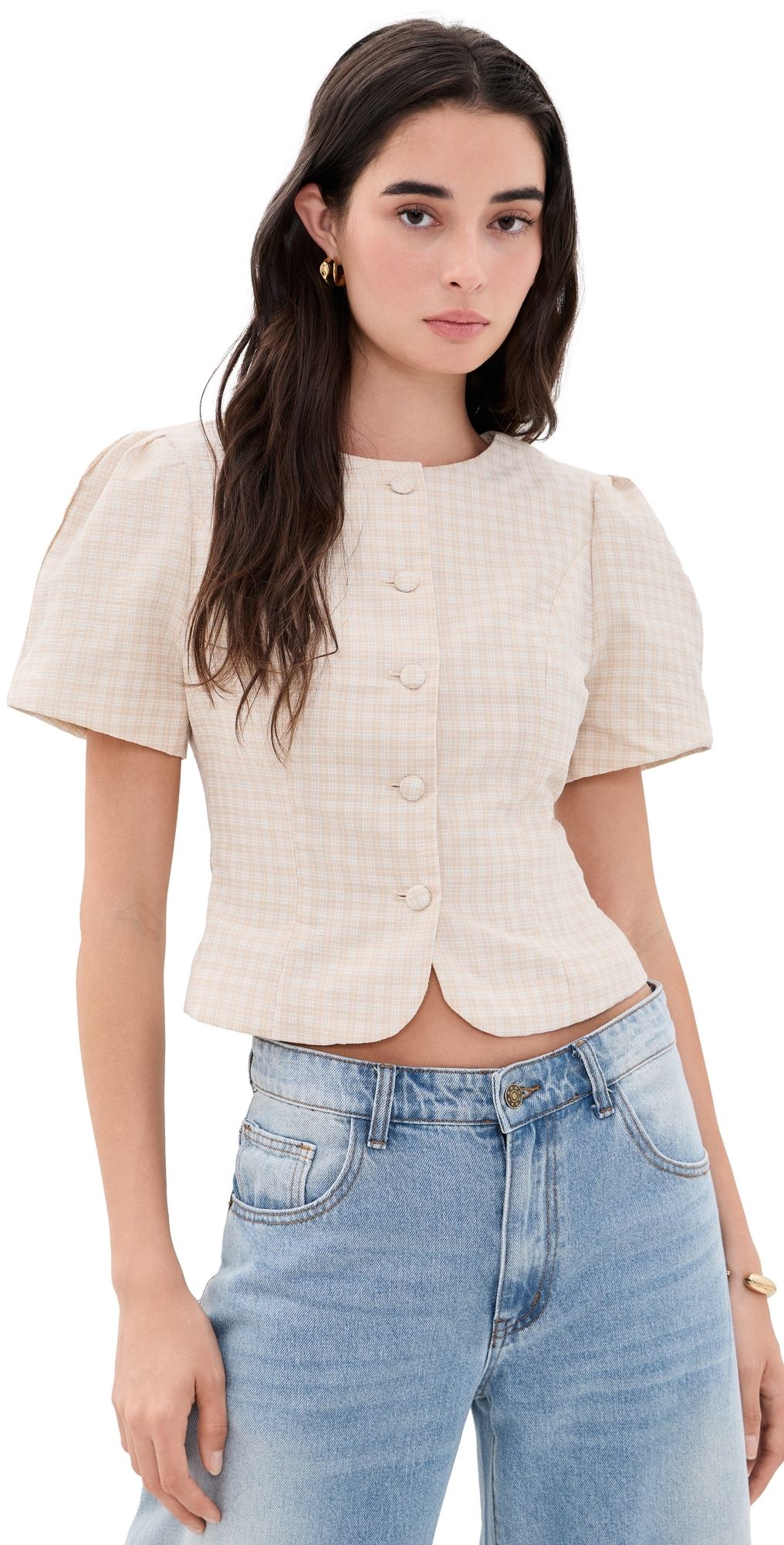 Lioness Femme Blouse Beige Check XXL