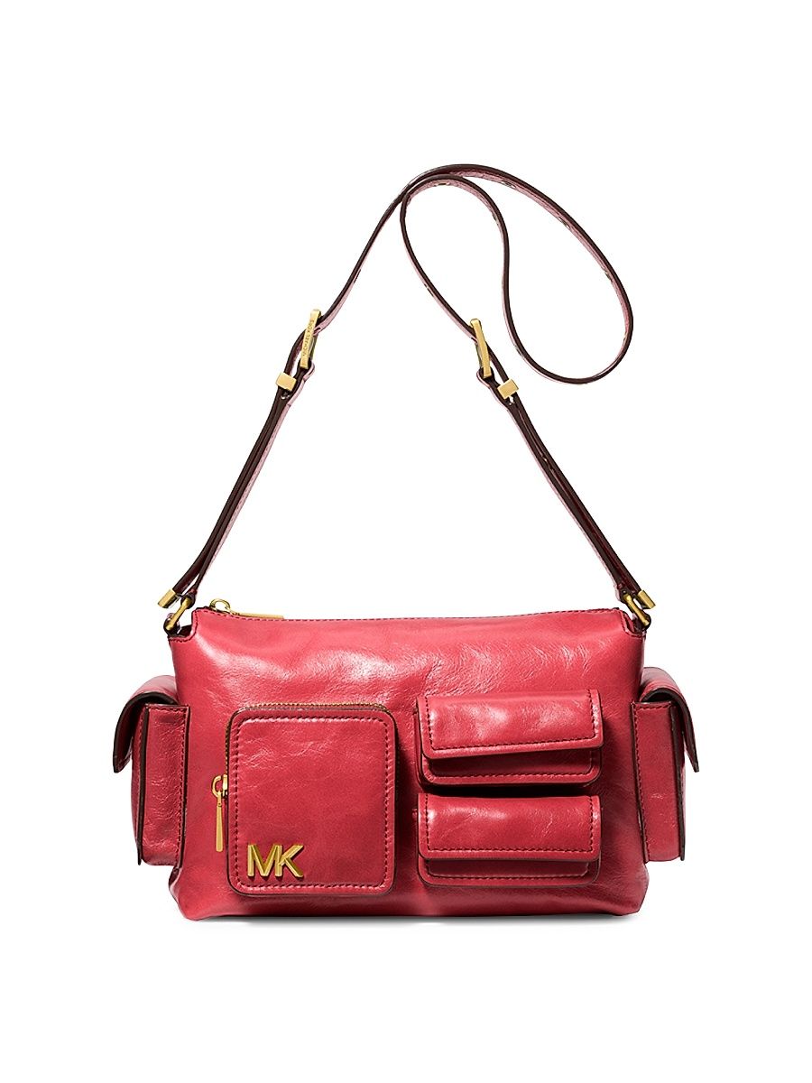 Women's Medium Dakota Leather Shoulder Bag - Crimson