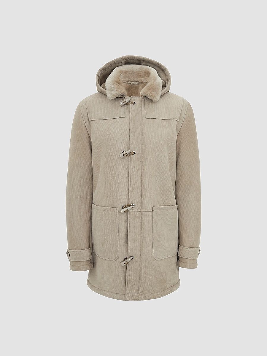 Gorski Men's Embossed Merino Shearling Lamb Jacket - Latte - Size XXL
