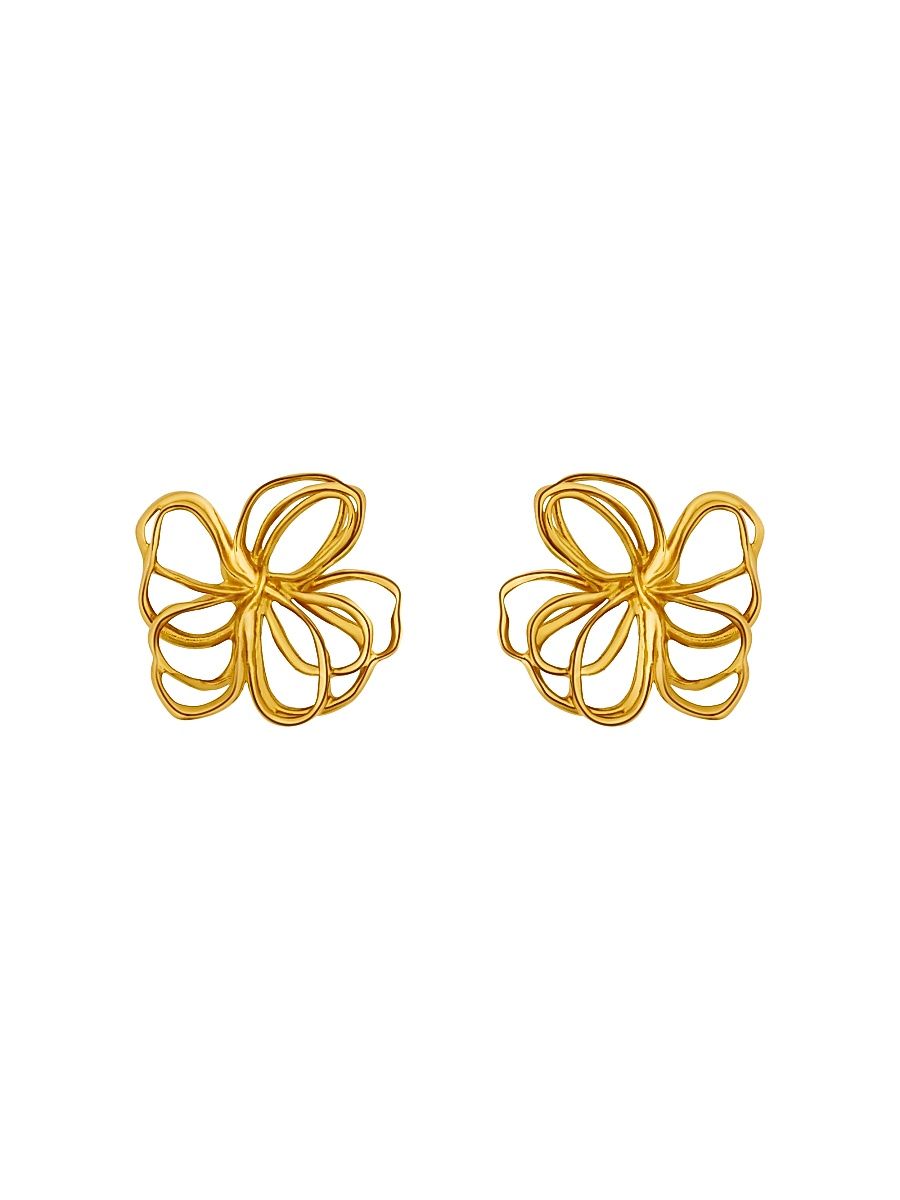 Women's 24K-Gold-Plated Wire Flower Stud Earrings - Gold