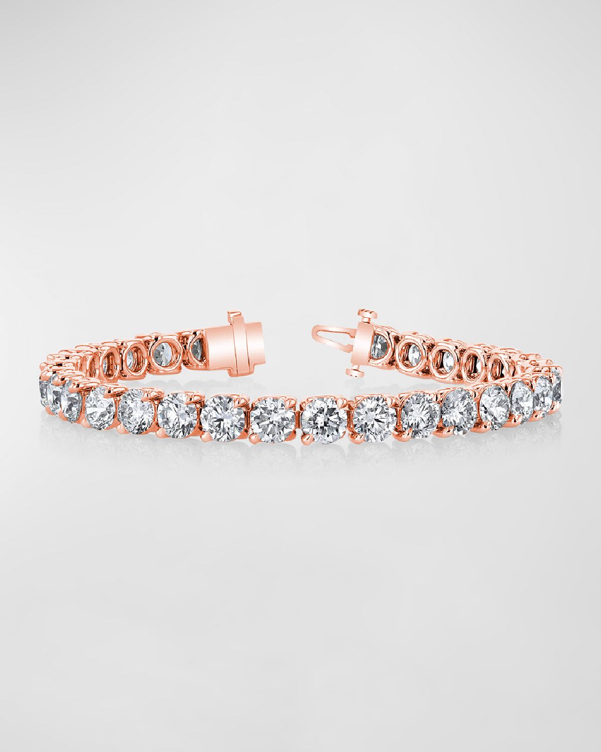 18K Gold Round-Cut Diamond Buttercup Tennis Bracelet, 8.00tcw, 7"L