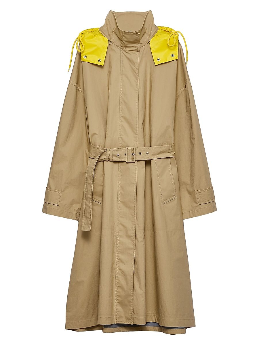 Women's Technical Poplin Raincoat - Beige Khaki - Size Small