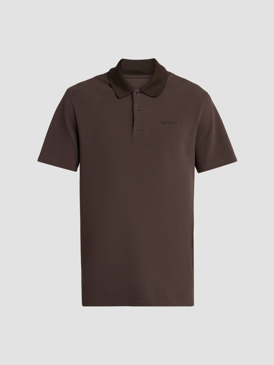 McQueen Men's Logo Cotton Polo Shirt - Dark Brown - Size XXL