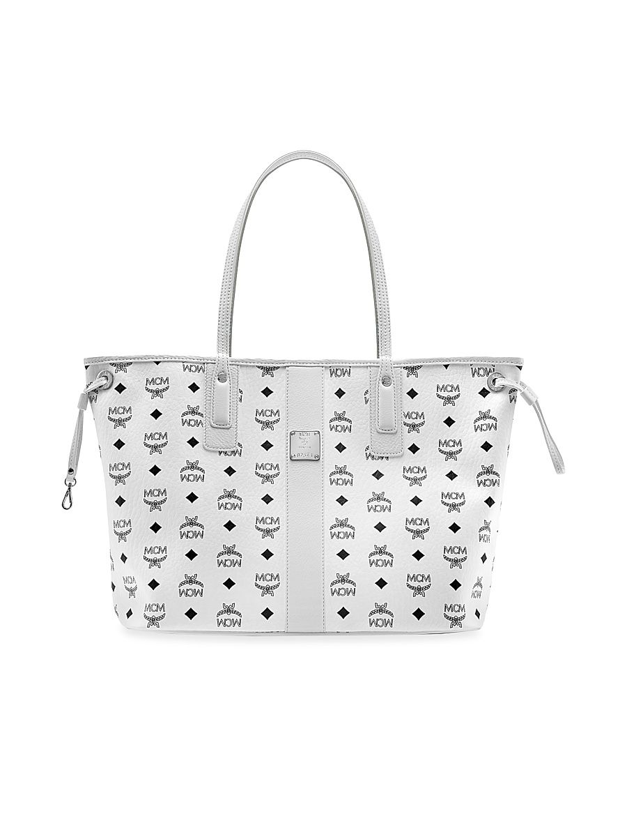 Women's Medium Liz Reversible Visetos Shopper - White