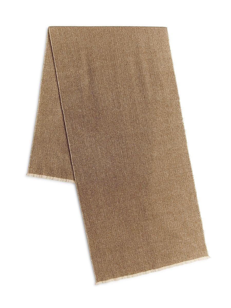 Men's Herringbone Cashmere Scarf - Walnut Brown
