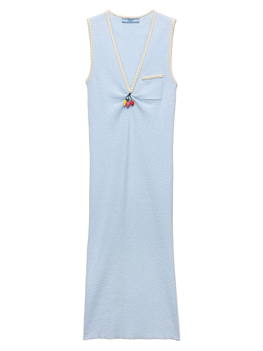 Women's Cotton Bouclé Dress - Blue - Size 10