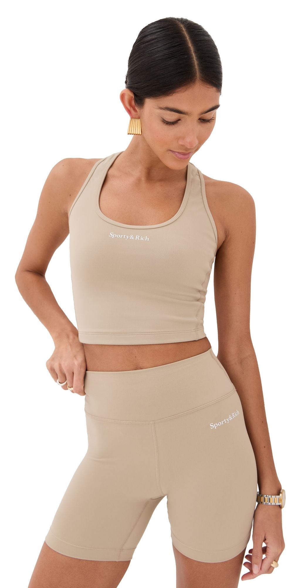 Sporty & Rich Serif Logo Sports Tank Elephant White S