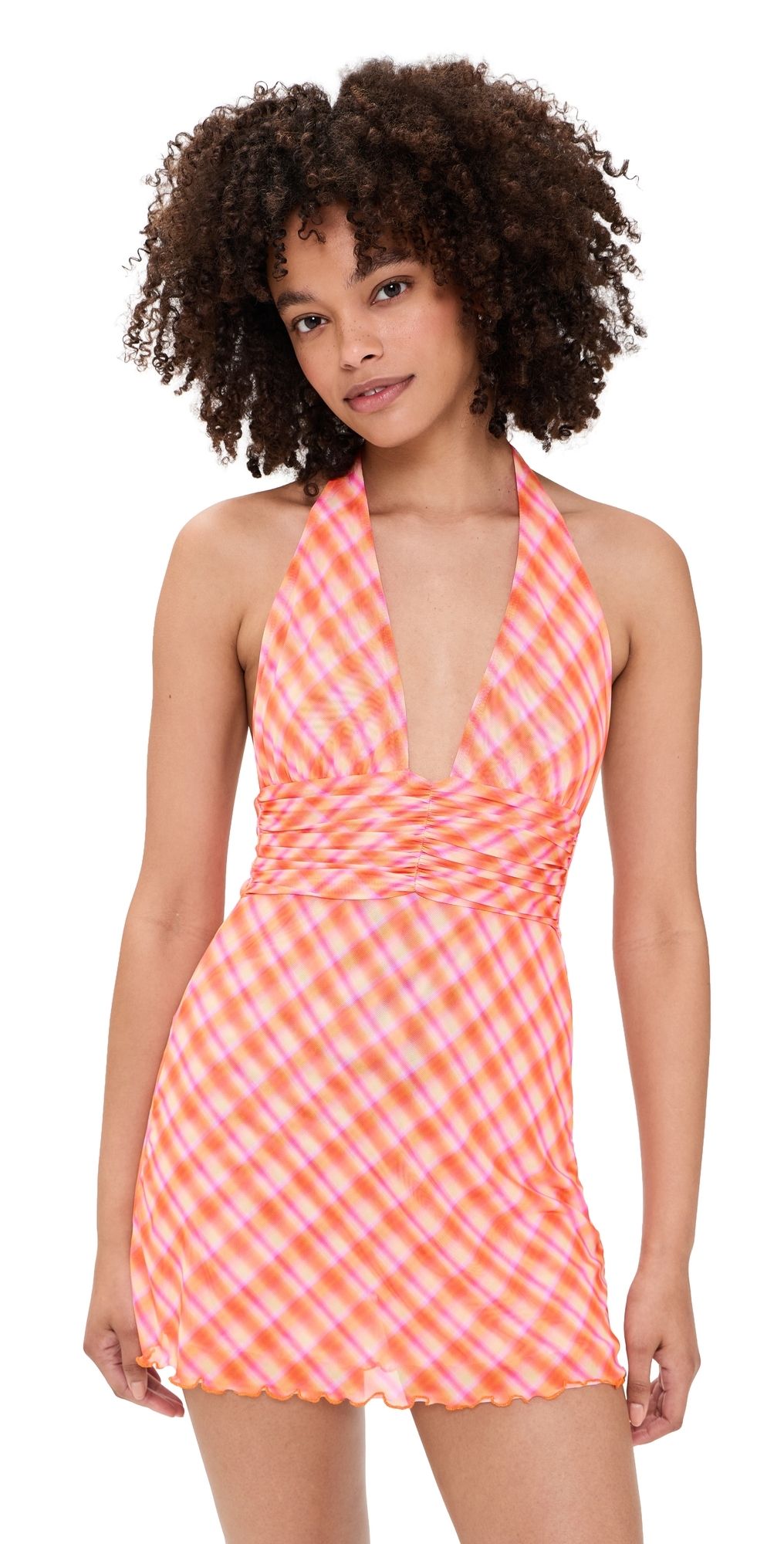 RESA Clint Mini Dress Orange Plaid L