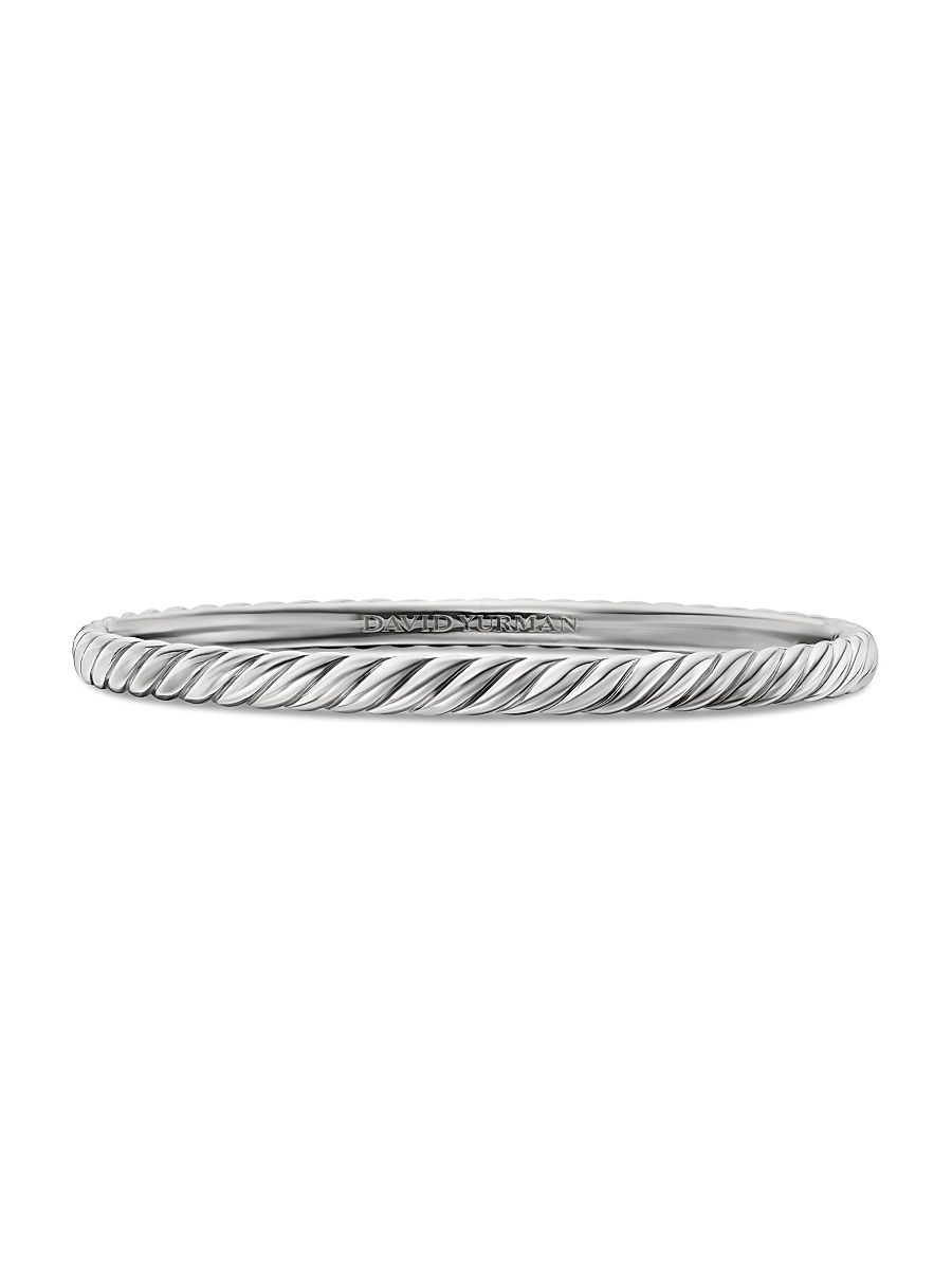 Women's Sculpted Cable Bangle Bracelet in 18K White Gold - White Gold - Size Medium