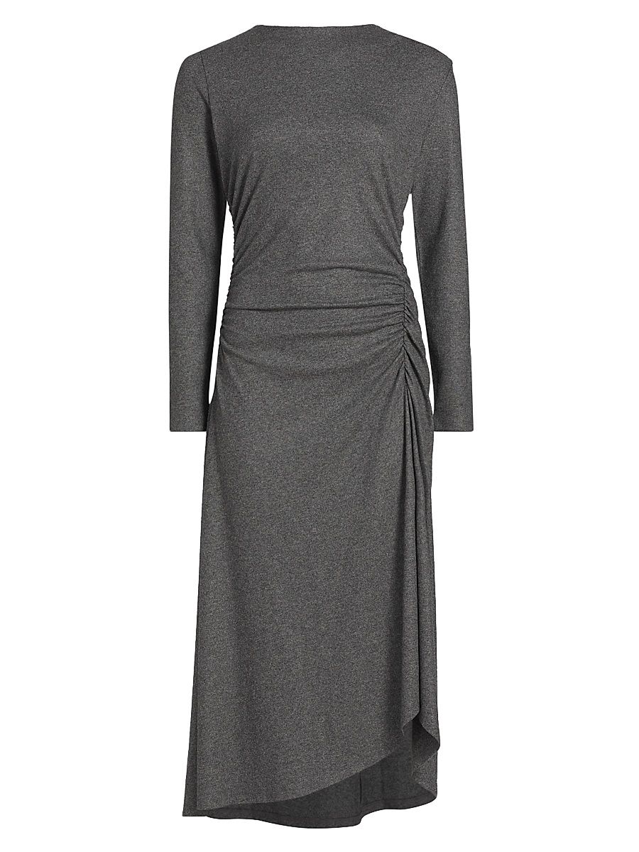 Women's Theodora Ruched Heathered Midi-Dress - Medium Heather Grey - Size Small