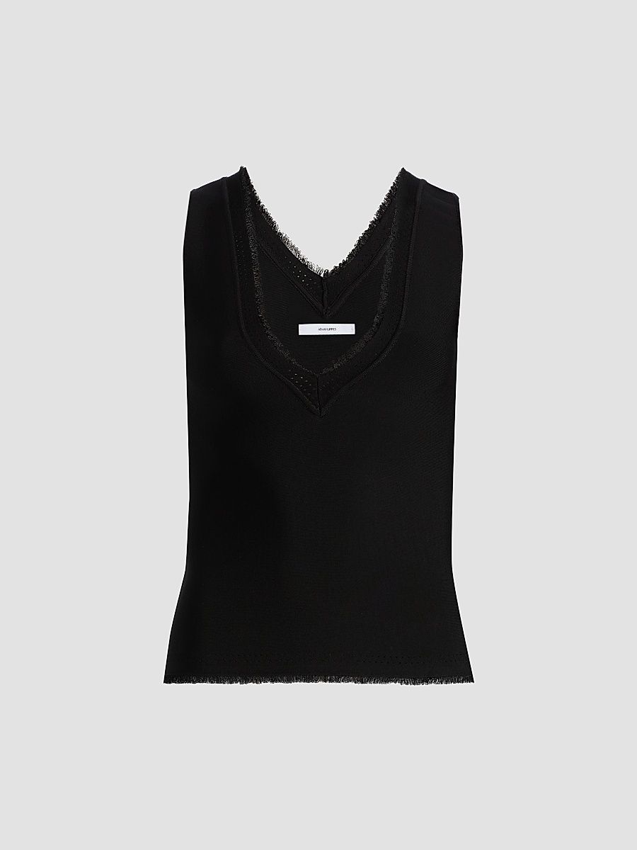 Women's Ria Fringe-Edge Top - Black - Size XL
