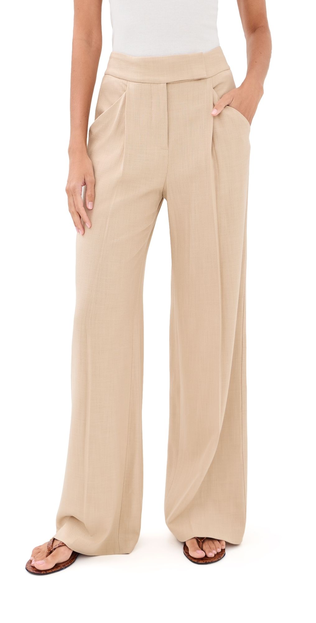 Veronica Beard Marbeau Pants Stone Khaki 14