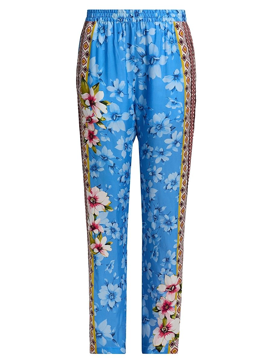 Women's Kanni Printed Elasticized Pants - Geneva Scarf - Size Small